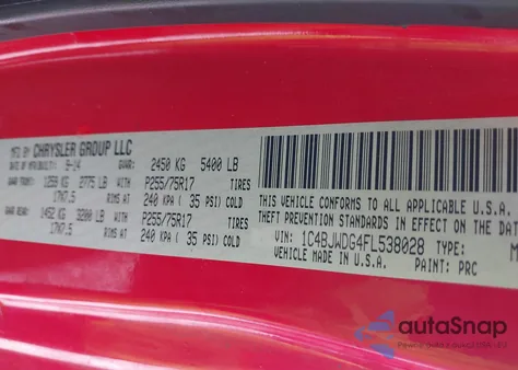 2015 Jeep Wrangler Unlimited Sport z USA, uszkodzony, nr VIN 1C4BJWDG4FL538028